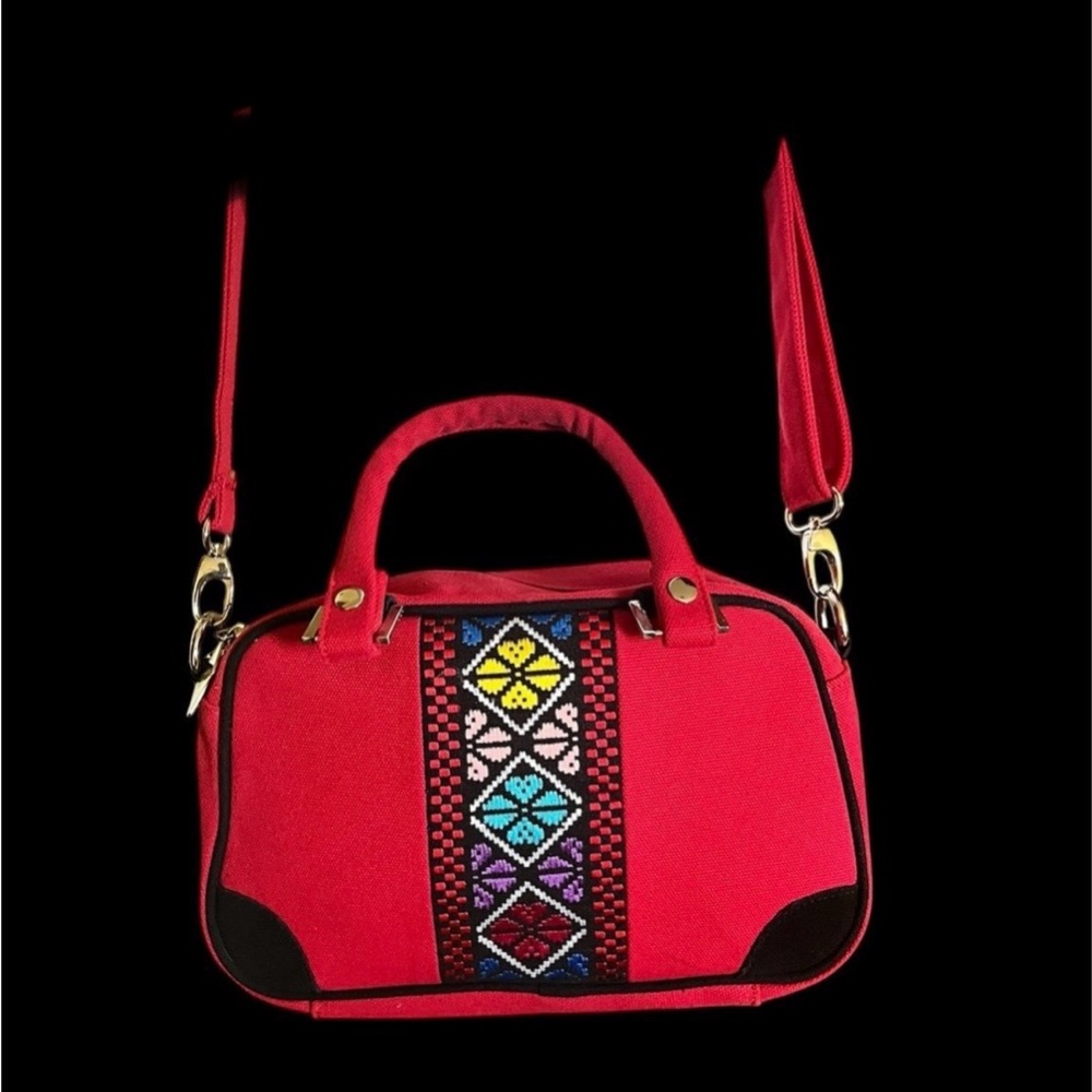 Embroidered Double Handle Shoulder/Crossbody Fashion Bag